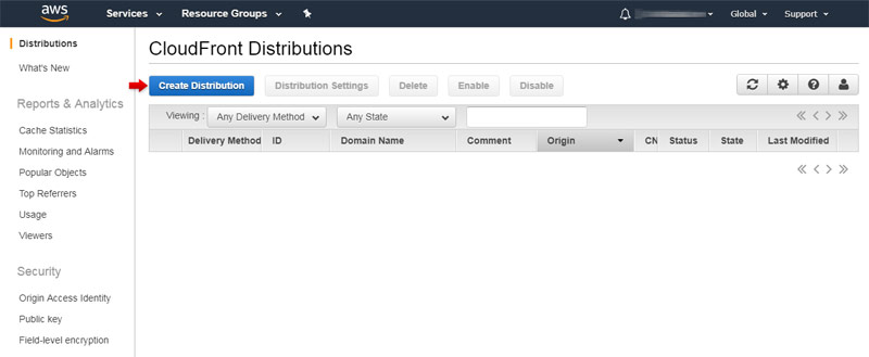 Amazon CloudFront: Creating a distribution