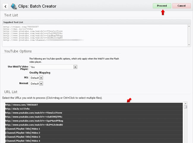 Batch Creator: item list