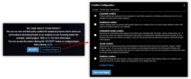 Cookies Notice and Configuration