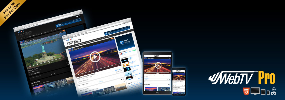 Video CMS WS.WebTV: Create your own professional video portal. Pay Per View ready. Now with 360 + VR video support.