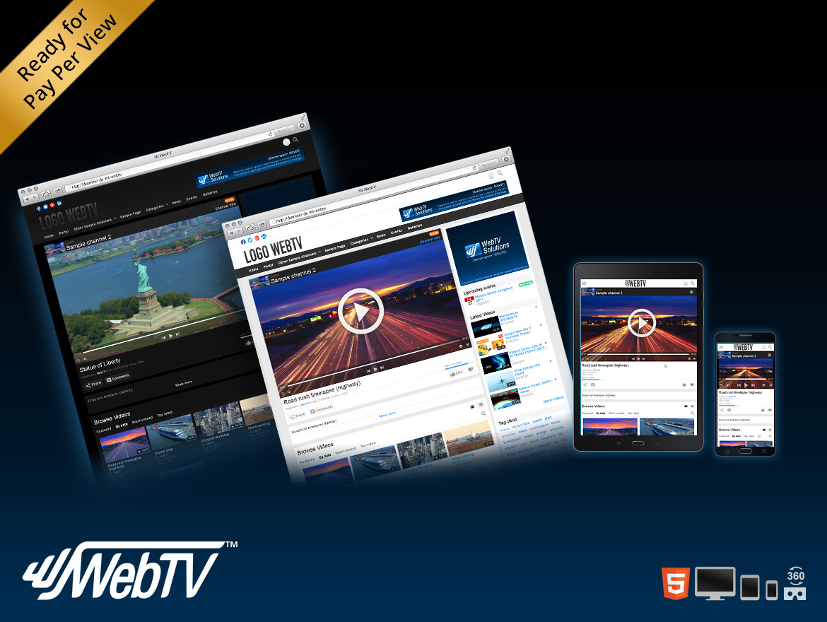 Video CMS WS.WebTV: Create your own professional video portal. Pay Per View ready. Now with 360 + VR video support.
