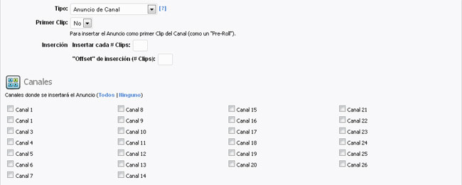 Canales del anuncio