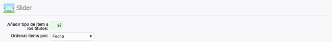Opciones del slider del portal