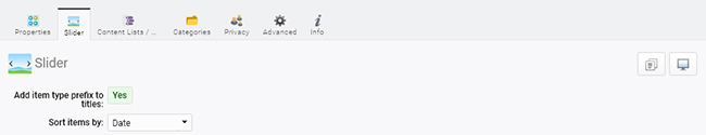 Portal slider options