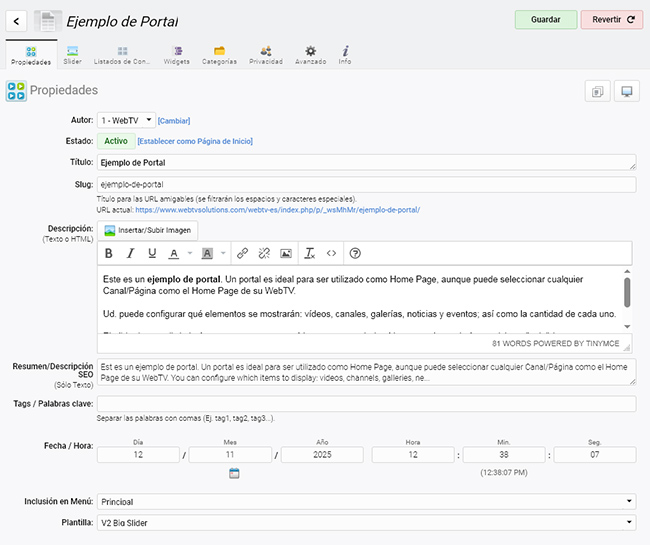 Nuevo Portal, propiedades