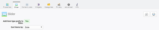 Portal slider options