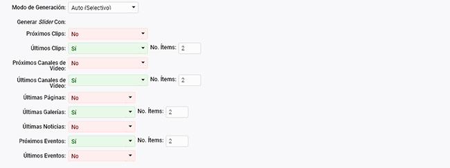 Generación del Slider: Modo Auto (selectivo)