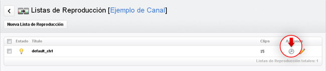 Botón programación lista de reproducción