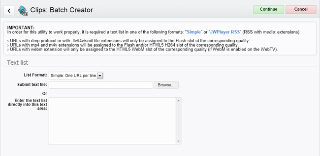 Batch Creator: text or file input