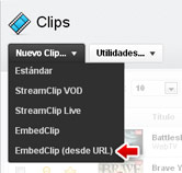 Creando un EmbedClip desde una URL YouTube, Vimeo or Dailymotion