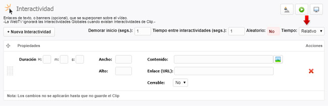 Interactividad: Modo de tiempo relativo