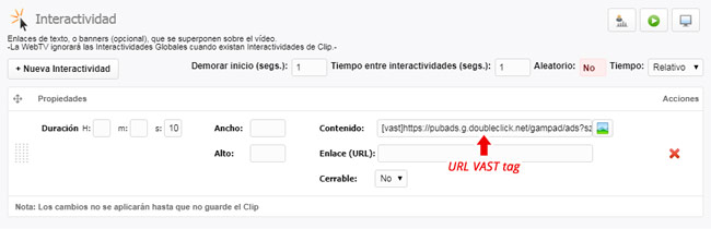 Interactividad: Overlays VAST