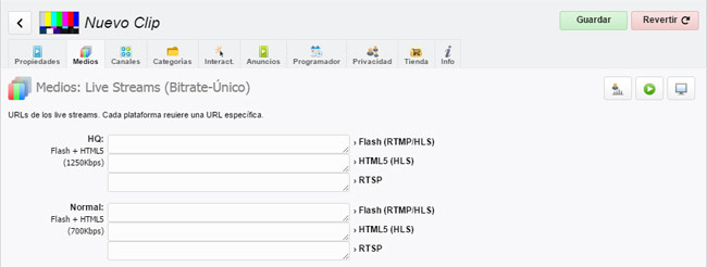 StreamClip Live: Pestaña Medios