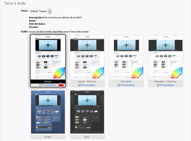 WS.WebTV appearance: Personalizando un estilo