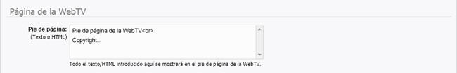 Página de la WebTV: Pie de página