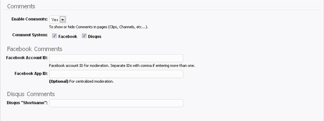 Setting up comments in the WebTV