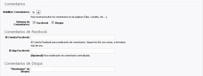 Configurando los comentarios en la WebTV