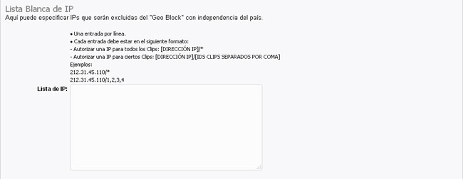 Geo Blocking: Lista Blanca de IP