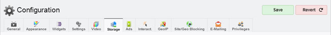 Tab: Configuration, Storage