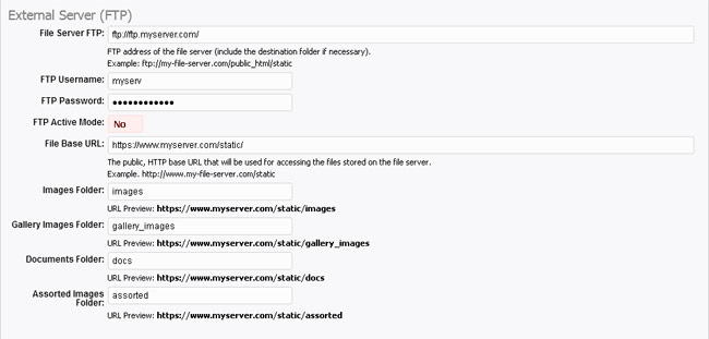 File storage: External Server (FTP)