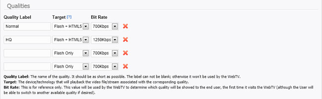 WebTV video qualities