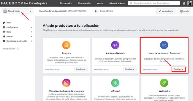 Facebook App: Añadir Inicio de Sesión con Facebook