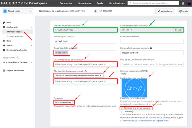 Facebook App: Información Básica de la App