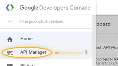 Google Developers Console: Menu / API Manager