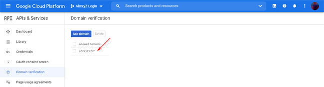 Google Cloud Platform: Domain Verification - Domain Added