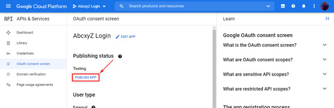 Google Cloud Platform: Publishing App
