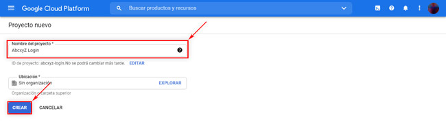 Google Cloud Platform: Nuevo Proyecto