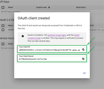 Google Cloud Platform: Cliente OAuth Creado