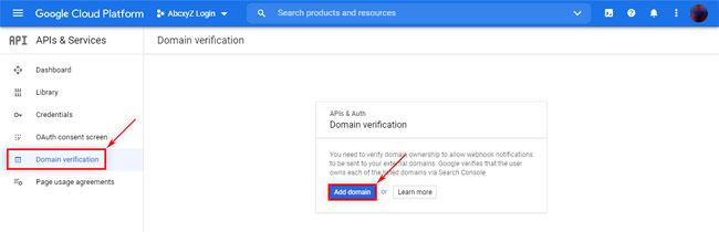 Google Cloud Platform: Domain Verification