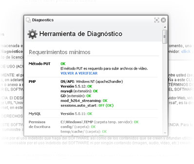 Herramienta de diagnóstico de WS.WebTV