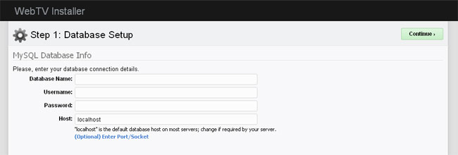 WS.WebTV installer: database connection info