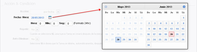Selección de condición de fecha para la tarea