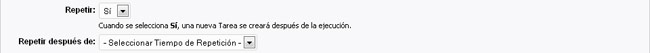 Opciones de repetición para la tarea