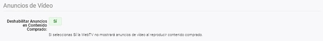 Deshabilitar Anuncios en Contenido Comprado