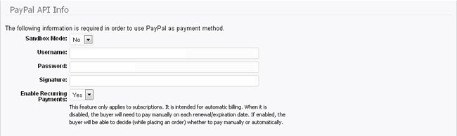 PayPal (API info)