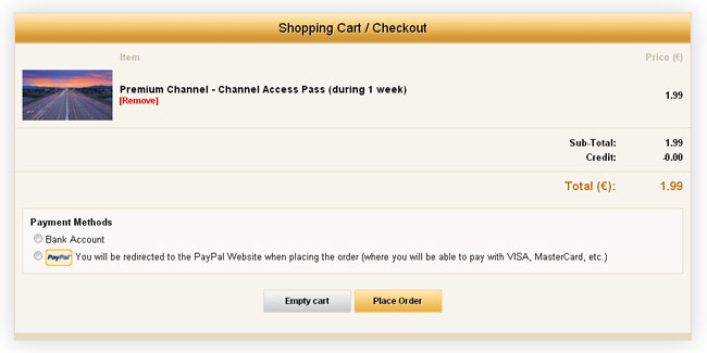 WS.WebTV Store/PPV extension: Shopping Cart