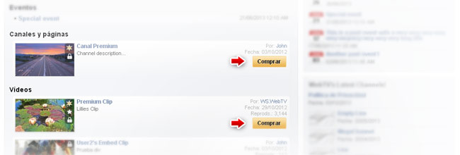 Extensión Tienda/PPV de WS.WebTV: Contenido en venta