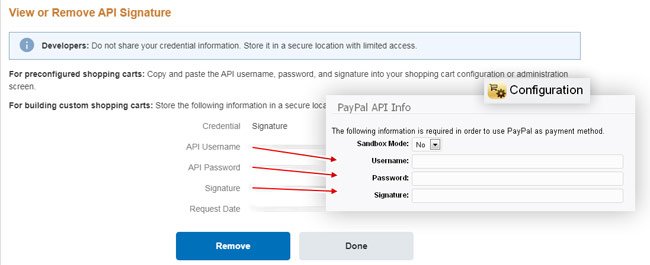 Entering PayPal API Credentials into WS.WebTV Store extension configuration