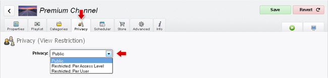 Setting channel privacy
