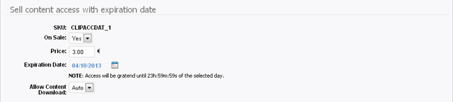 Putting a clip on sale: Access with expiration date