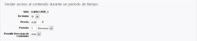 Poniendo un clip en venta: Acceso durante un período de tiempo