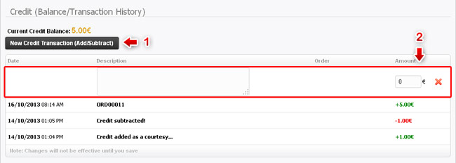 User: Adding/Subtracting Credit