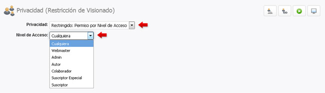 Privacidad: Por nivel de acceso