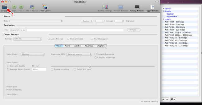 HandBrake, Mac. Source