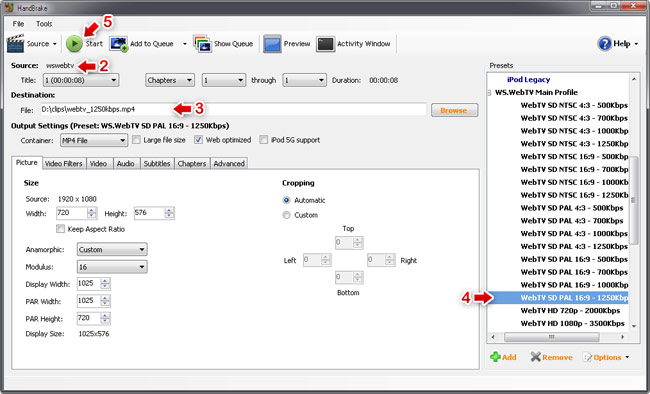 HandBrake, Windows. Setting up