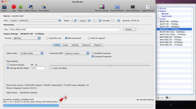 HandBrake, Mac. Progress